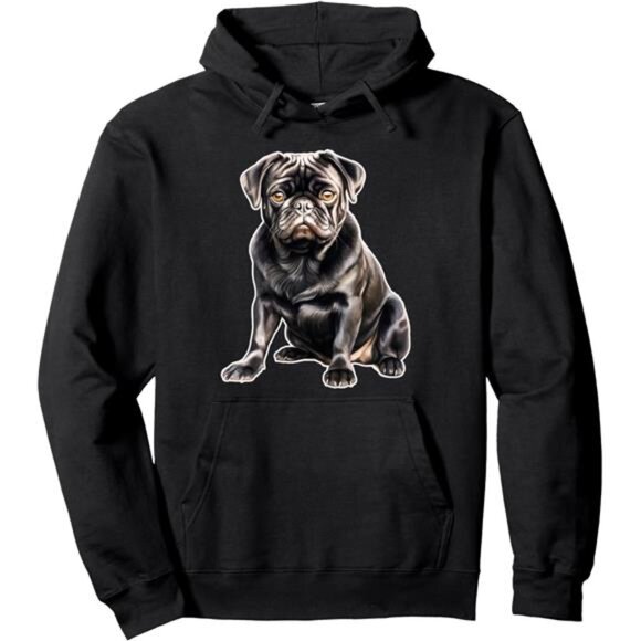 Black Pug Pullover Hoodie - Picture 4 of 6